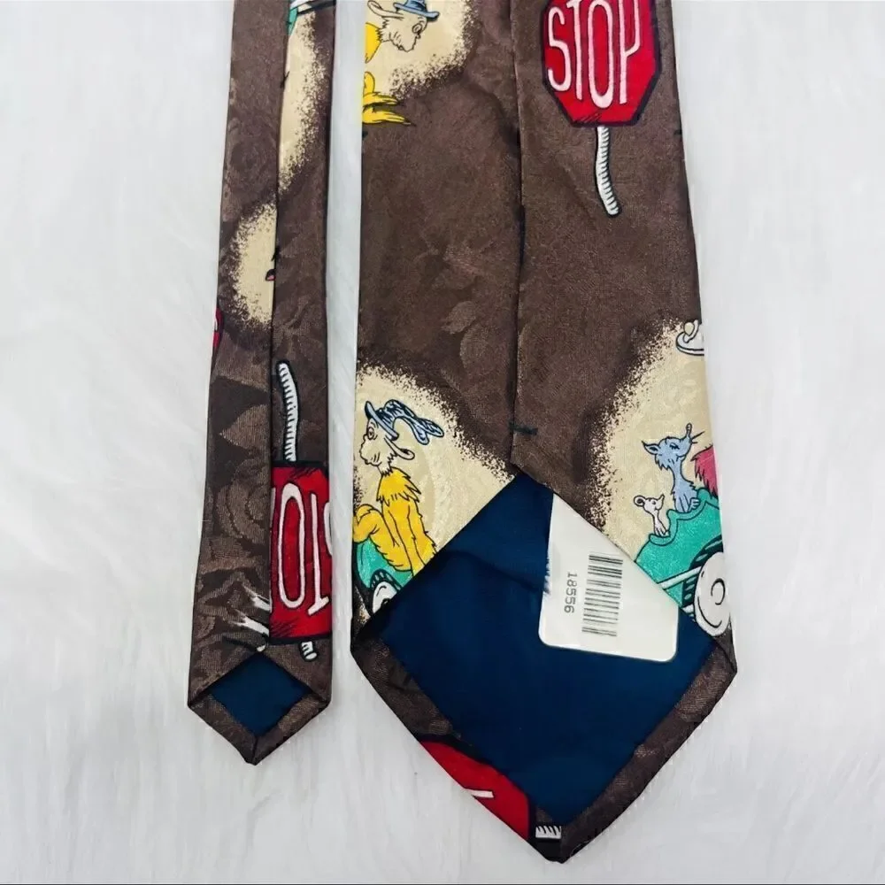 City Man Men's Dr. Seuss Green Eggs & Ham Sam I am Novelty Necktie in EUC